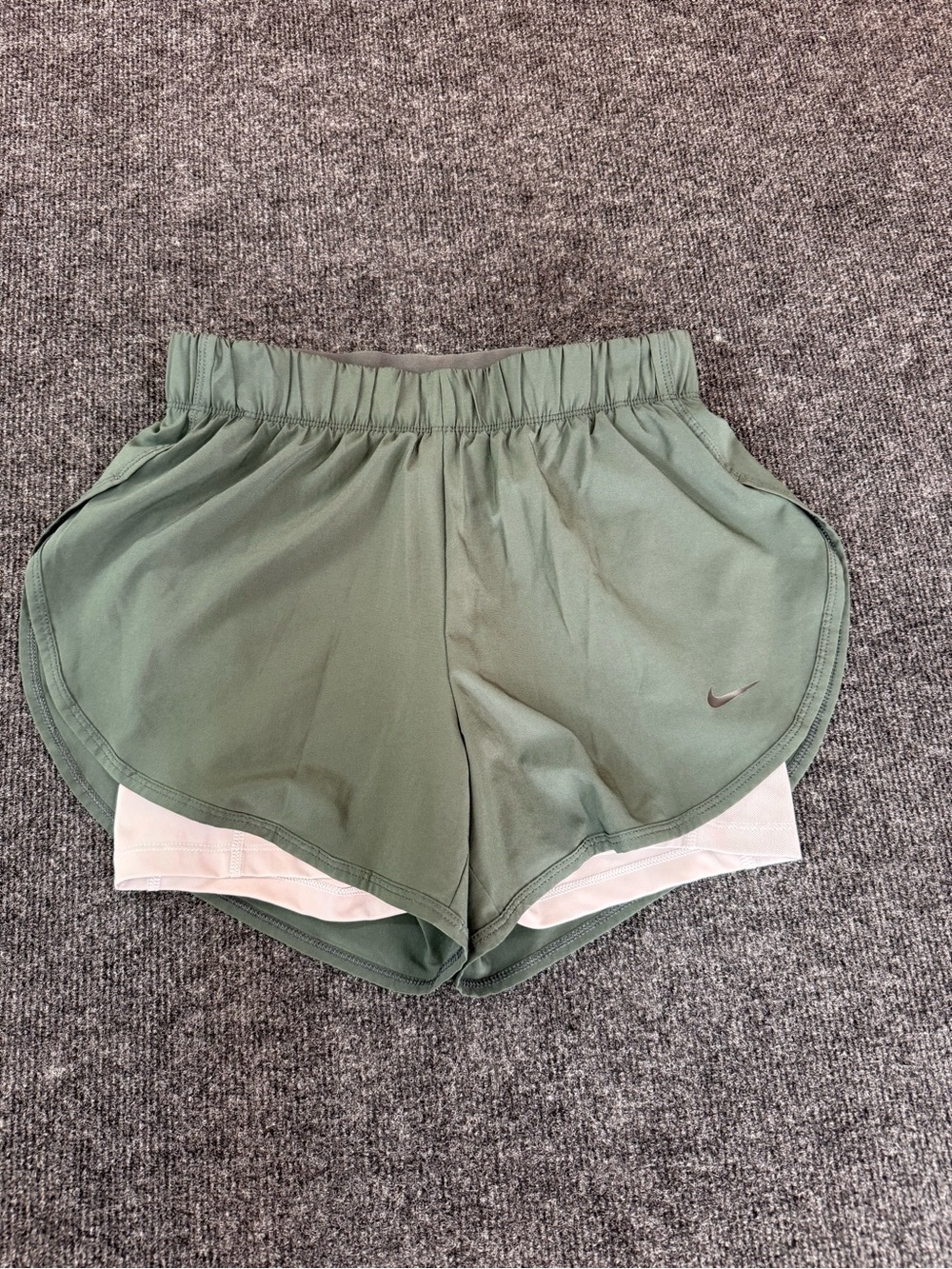 Nike Olive Green Women’s 2-in-1 Athletic Shorts with White Liner